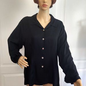 Tommy Bahama Black Silk Blouse Large